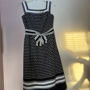 Vintage 1960s Oscar de la Renta Black & White Polka Dot Midi Dress